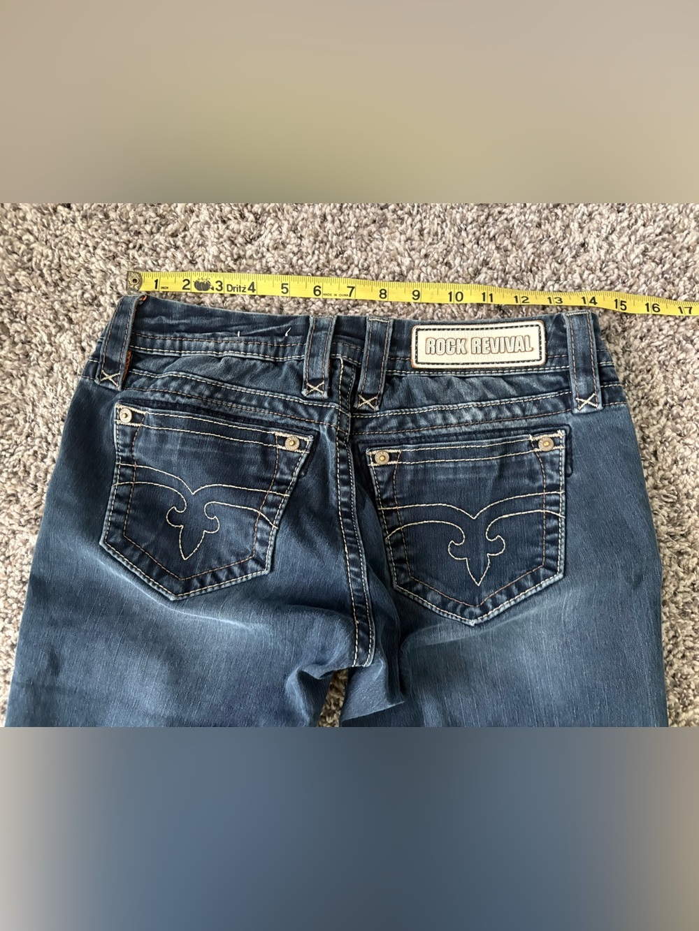 Rock Revival Anabela Straight Jeans Size 27 Dark Wash Embroidered Pockets
